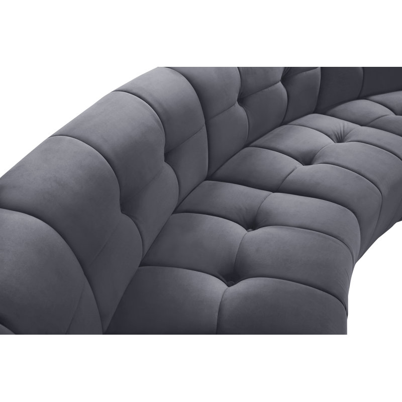 Jedson Velvet Sectional Symmetrical, Grey Velvet