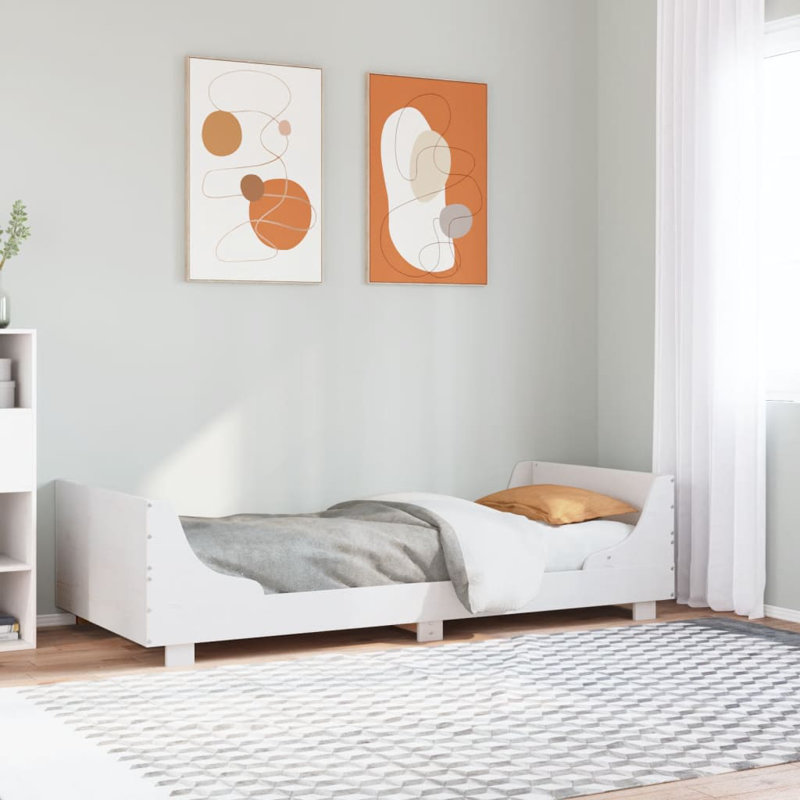 Solid Wood Bed, European Single (90 x 200cm), White