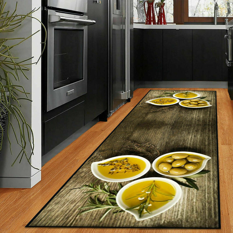 Egidia Fruit Kitchen Mat, Rectangle 50 x 150cm, Black