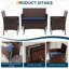 Ensemble de conversation d'extérieur en osier pour 4 personnes avec coussins et table basse-840578624