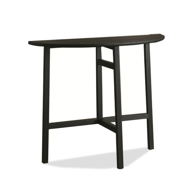 Console demi-lune en bois de frêne massif, Noir, Noir, Noir