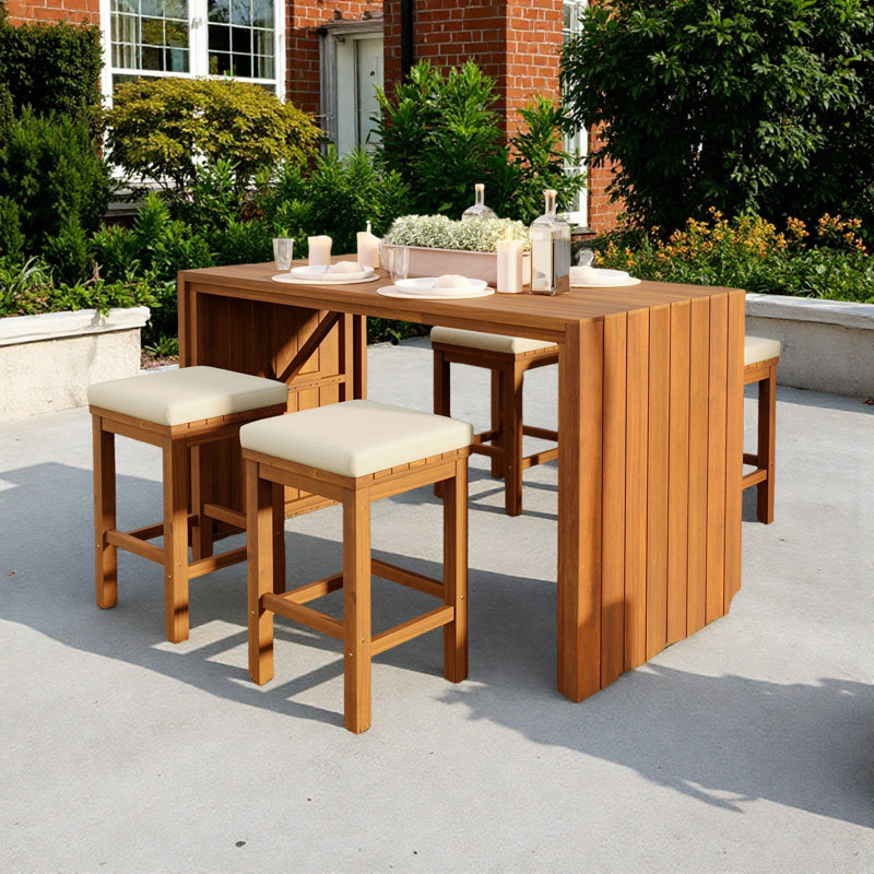4 - Person Acacia Patio Dining Set With Rectangular Table
