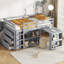 Twin Loft Bed with Drawer, Cabinet, Shelf Cabinet and Pulling -Out Desk-1302687749