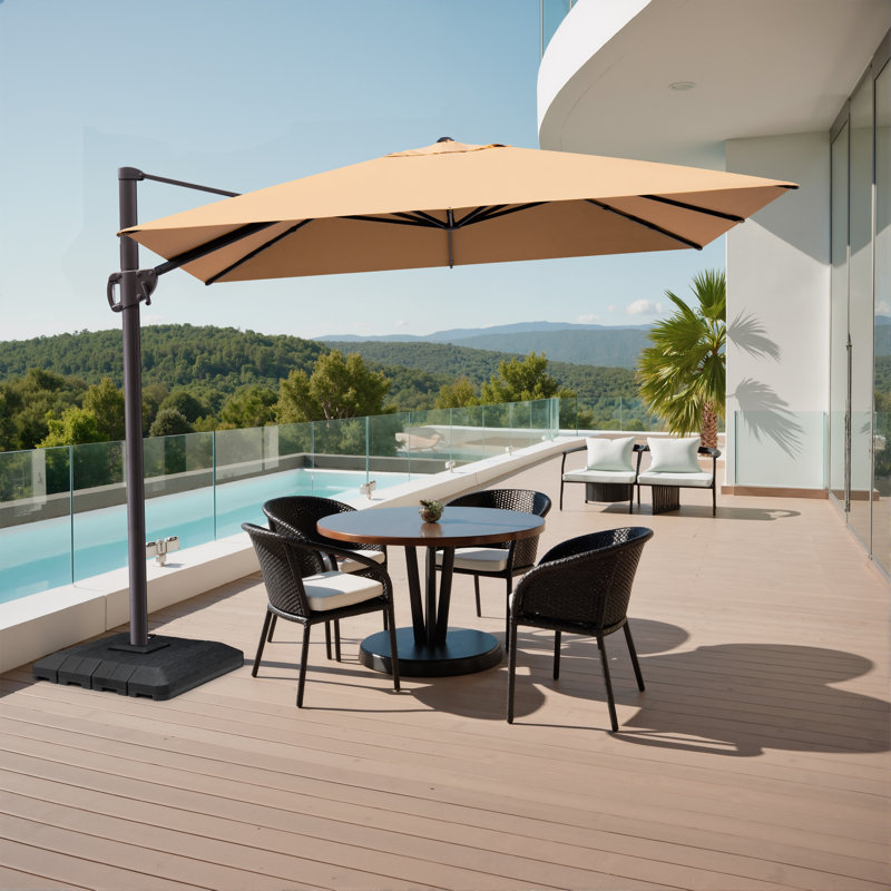 Parasol en porte-à-faux rectangulaire 11 'x 9' avec base lestée, Tanné