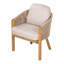 Chaise de salle à manger d'extérieur avec accoudoirs, finition teck et coussin beige (ensemble de 2)