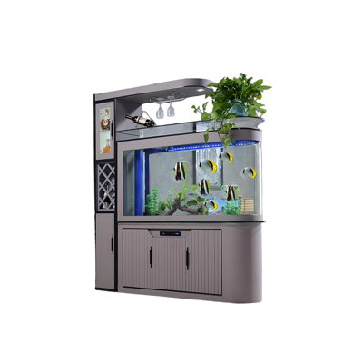 59.06"Large Gray Glass Aquarium with Filtration System