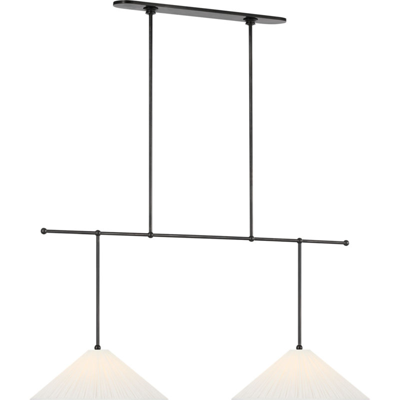 Soren 54" Extended Drop Linear Chandelier with Silk Pleated Shades, Bronze