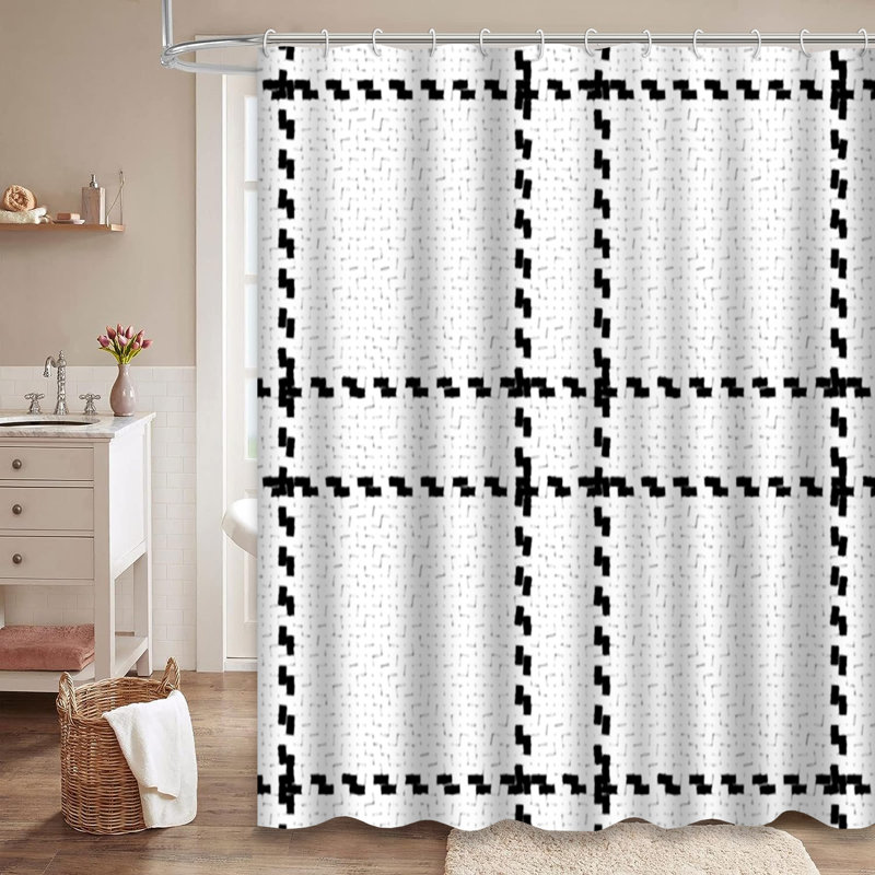 Rideau de douche avec 12 crochets, L 72 po x l 78 po
