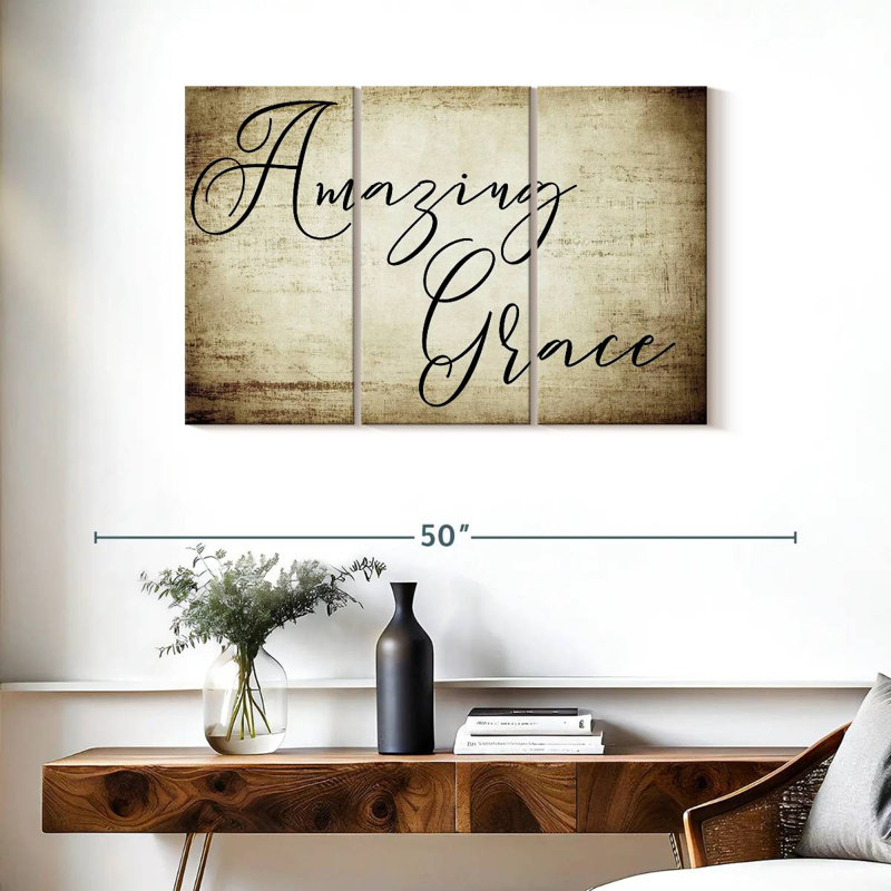 " Amazing Grace Script " by TimberType Studio 3 - Pieces, 24" H x 38" W x 1.25"