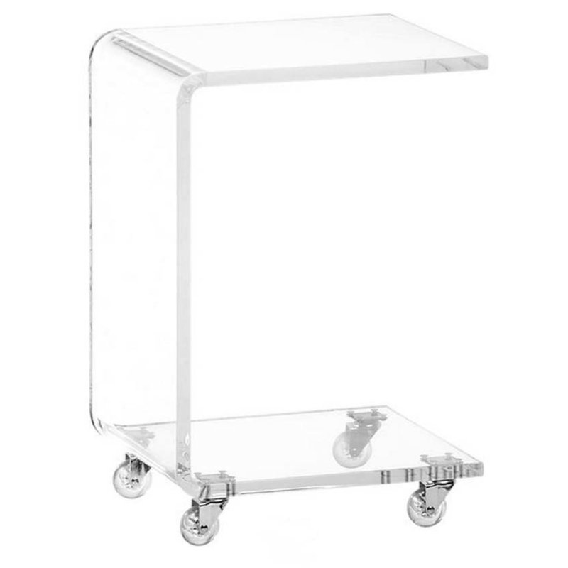 Petitt Glass Top Wheel End Table