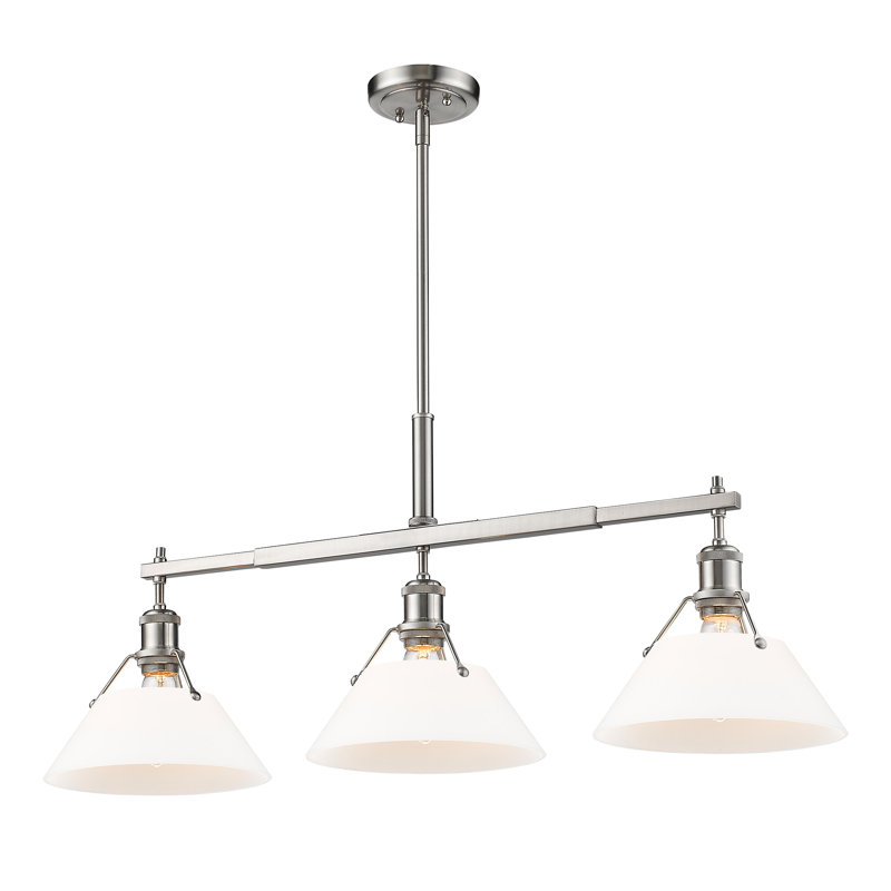 Weatherford 3 - Light Kitchen Island Pendant, Pewter, Opal Glass