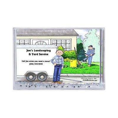 Personalized Landscaper - Male Snow Globe Frame Gift  6" x 4"