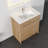Grove Free Standing Single Bathroom Vanity with White Ceramic Sink, 2 Soft-Close Doors and 1 Adjustable Shelf, Floor Standing Vanity Set in Oak Natural-294250090