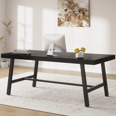  Table de salle à manger industrielle pour 6 à 8 personnes - Grande table de salle à manger rectangulaire en bois - Pieds robustes en métal noir - Assemblage facile - Mobilier de maison et de restaurant moderne - Noir