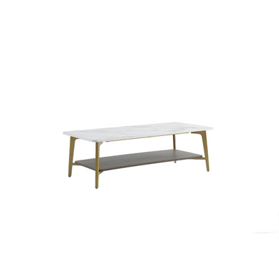 Coffee Table Rectangular Center Table For Living Room Open Space Side Table With Metal Frame