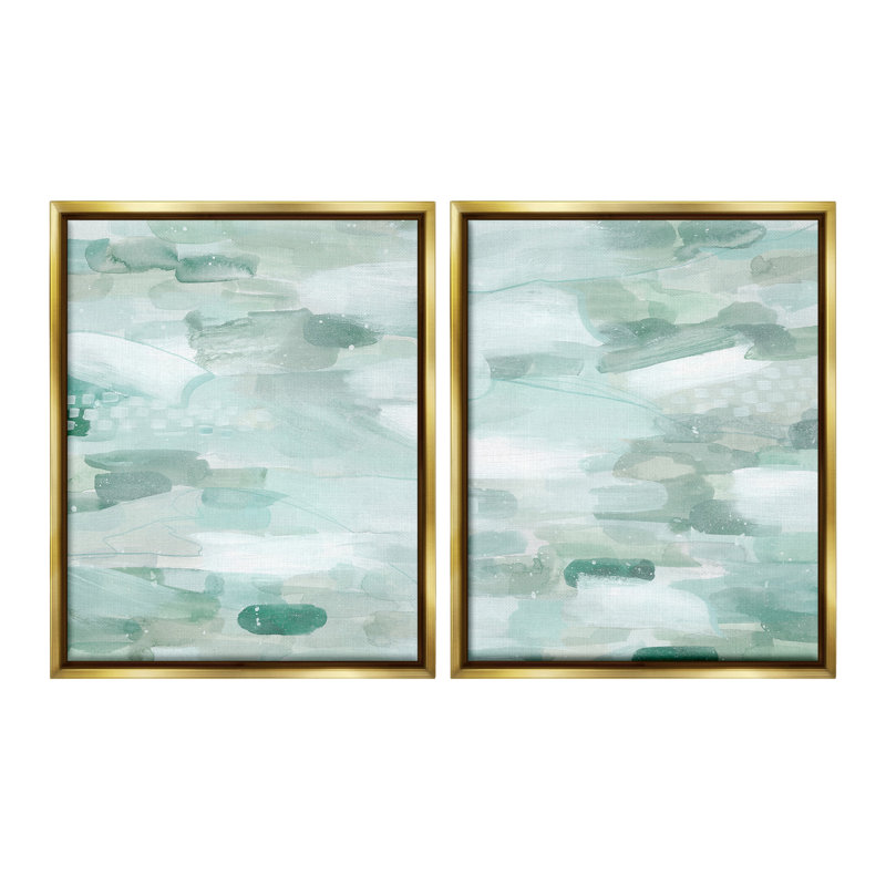 "Beachy Abstract Pattern" par Grace Popp 2 - Pièces sur toile, Cadre flottant métallique doré, H 31 po x l 50 po