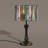 Tiffany Style Lamp Colorful Striped Stained Glass Tiffany Bedside Lamp in Modern Drum Shade Tiffany Table Lamp with Pull Chains