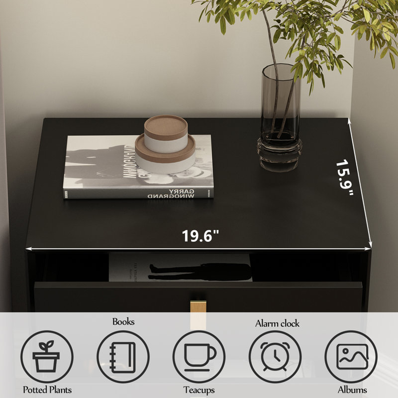 3 - Drawer Nightstand With Metal Legs, Black