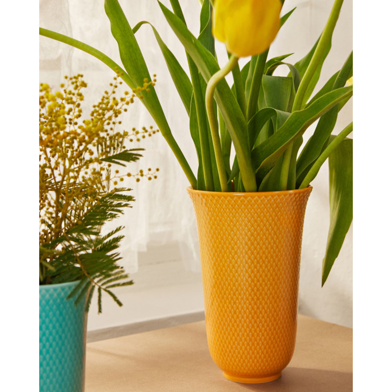 Table Vase, Yellow, 7.9" H x 5.3" W x 5.3" D