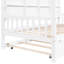 Lit simple en bois, blanc, avec lit gigogne et tablette, espace de jeu pour la taille du lit blanc - jeu semi-fermé, cadre en pin, sommeil idéal-1108284119