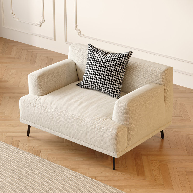 41.3" Breathable Cotton-linen Fabric Sofa, Solid Wood Frame, High-elastic Sponge Seat Cushion