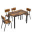 Table de salle à manger de 43 po pour 4 personnes rustique brun avec espace, assemblage facile et chaises de table modernes en métal 4, compactes, de construction, à assembler