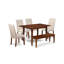 Ensemble de salle à manger 6 pièces comprenant une table de cuisine rectangulaire avec rallonge papillon et 4 chaises Parson en lin couleur crème avec banc, 81 x 152 cm, acajou-2065280134