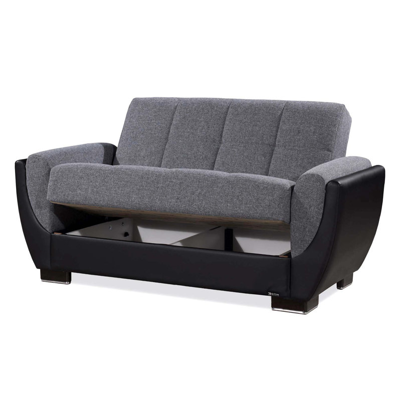 Causeuse convertible avec rangement PrimeNest SkyHaven Collection, Noir/gris