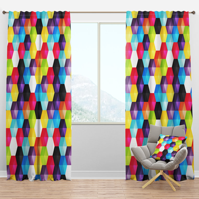 Bright Hexagons - Rideau moderne - Velours obscurcissant - 1 panneau, l 52 po x L 120 po