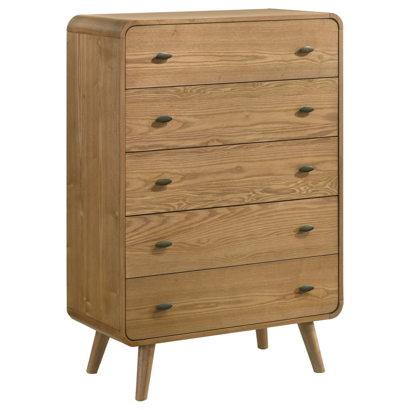 Ensemble de chambre à coucher simple 5 pièces Graesen, Simple, 5 Pcs: Dresser; Mirror; Bed; Nightstand; Chest