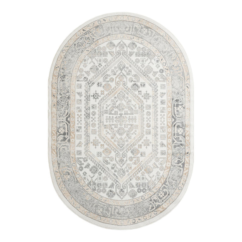 Tapis ivoire Edson, Ovale 6 pi 1 po x 9 pi