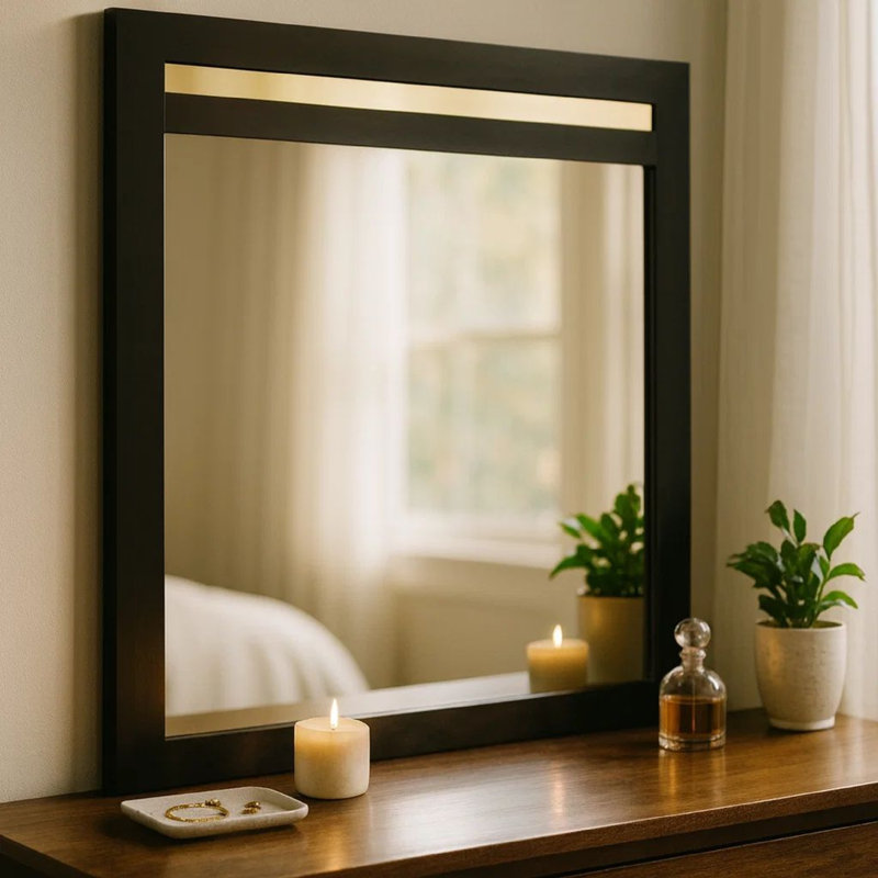 Miroir pour commode Yoki, Noir et or