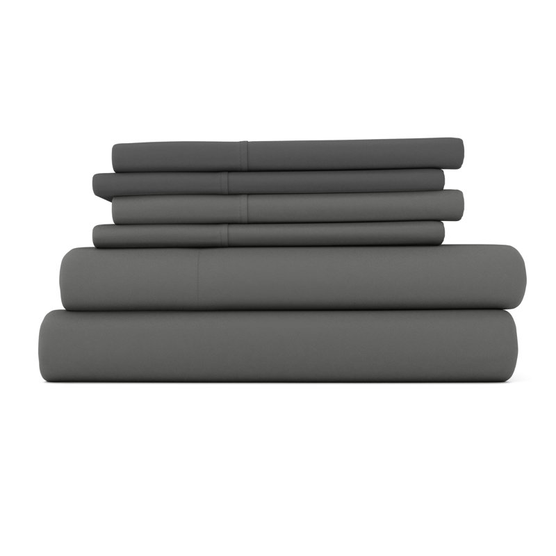 Ensemble de draps pour lit en microfibre brossée de 6 pièces Simply Soft, Gris