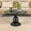 Table basse ronde à piédestal en bois de manguier-117479928