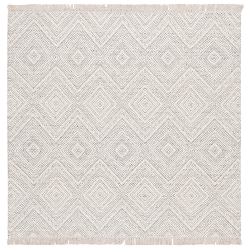 Kondrad Flatweave Wool And Cotton Geometric Rug, Square 6'