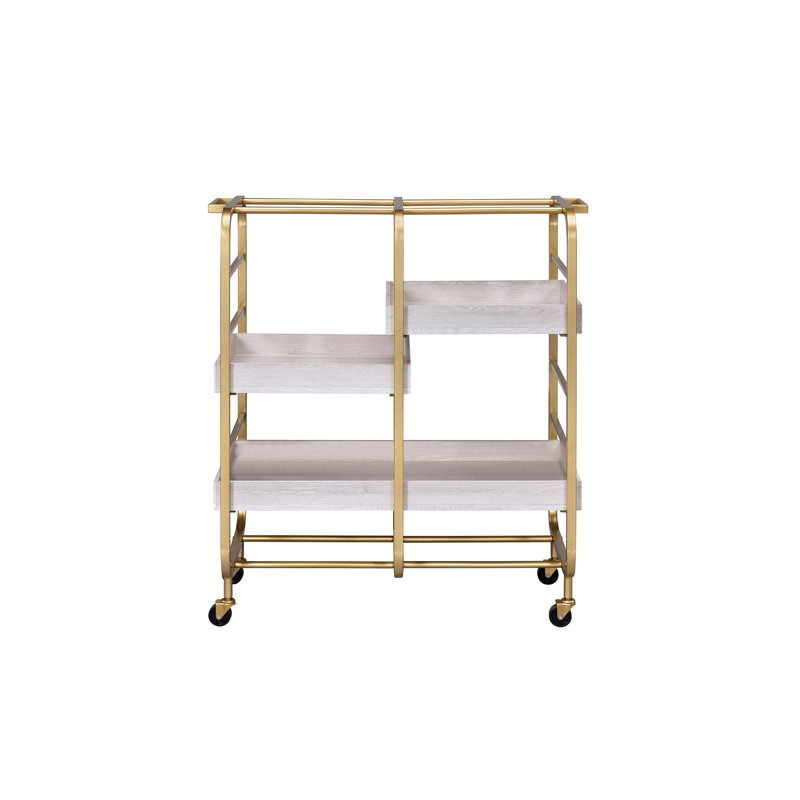 Vorrik Gold & White Washed Finish Serving Cart