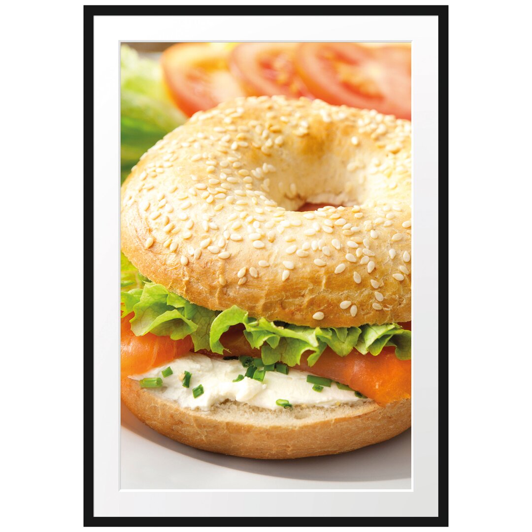 Gerahmtes Poster Frischer Lachs Bagel