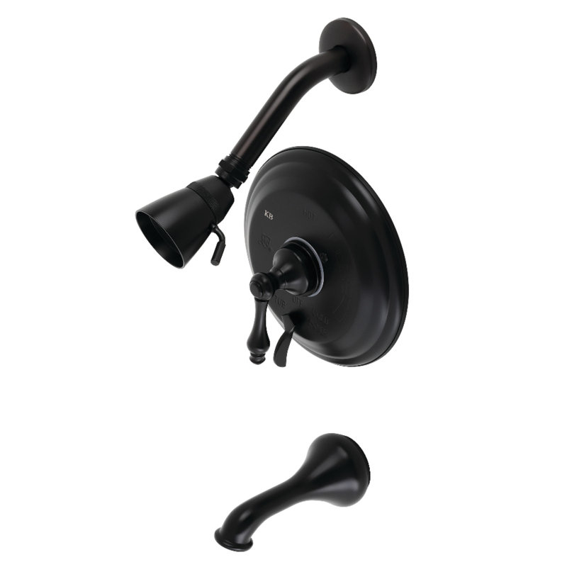 Kingston Brass Restoration Single-Handle Pressure Balanced Tub and Shower Faucet, Matte Black