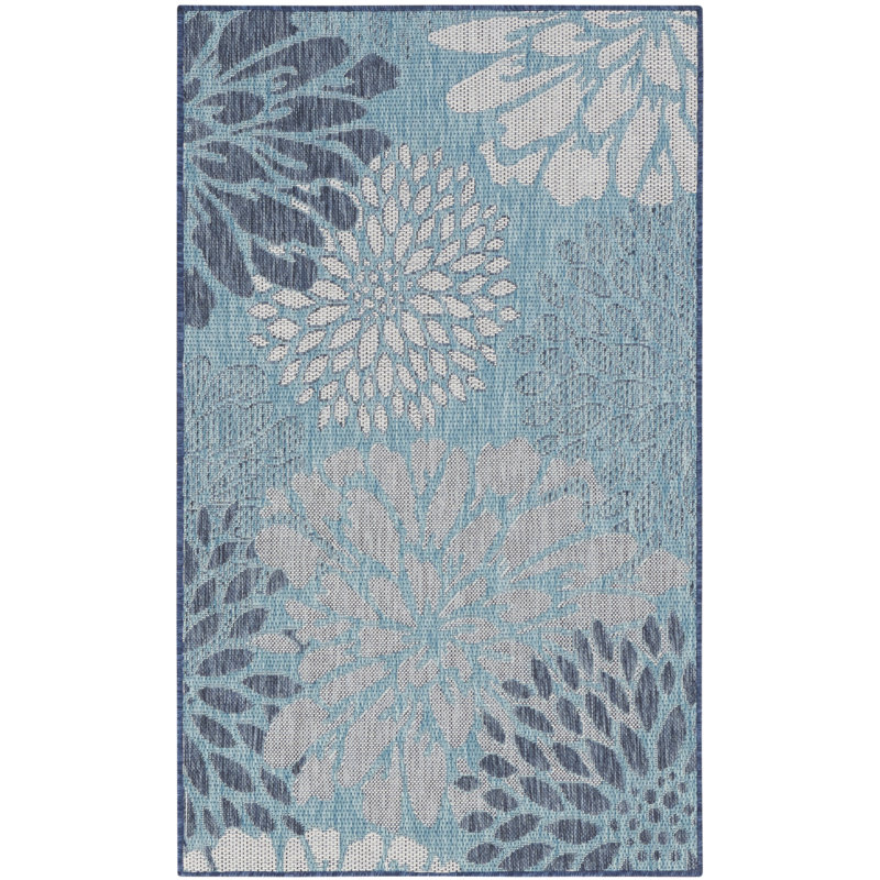 Tapis intérieur / extérieur bleu marine Winston Porter Ylianna, Rectangulaire 3 pi x 5 pi