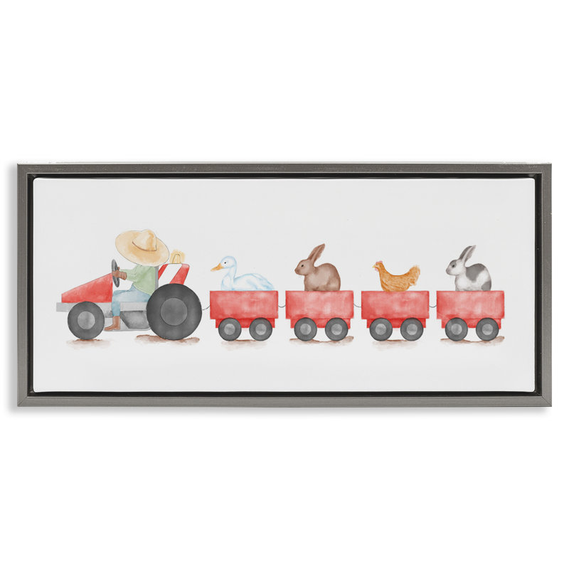 "Farm Farm", art mural encadré par Daphne Polselli, Cadre flottant gris lustré, H 14 po x l 31 po