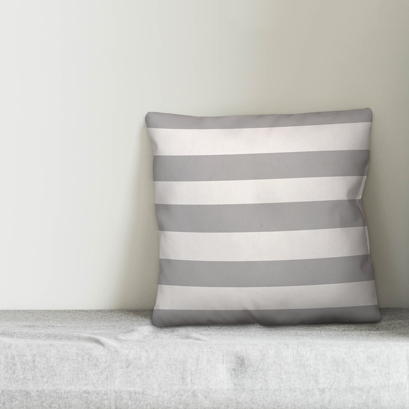 Striped Throw Pillow, 18" x 18", Grey, No Fill