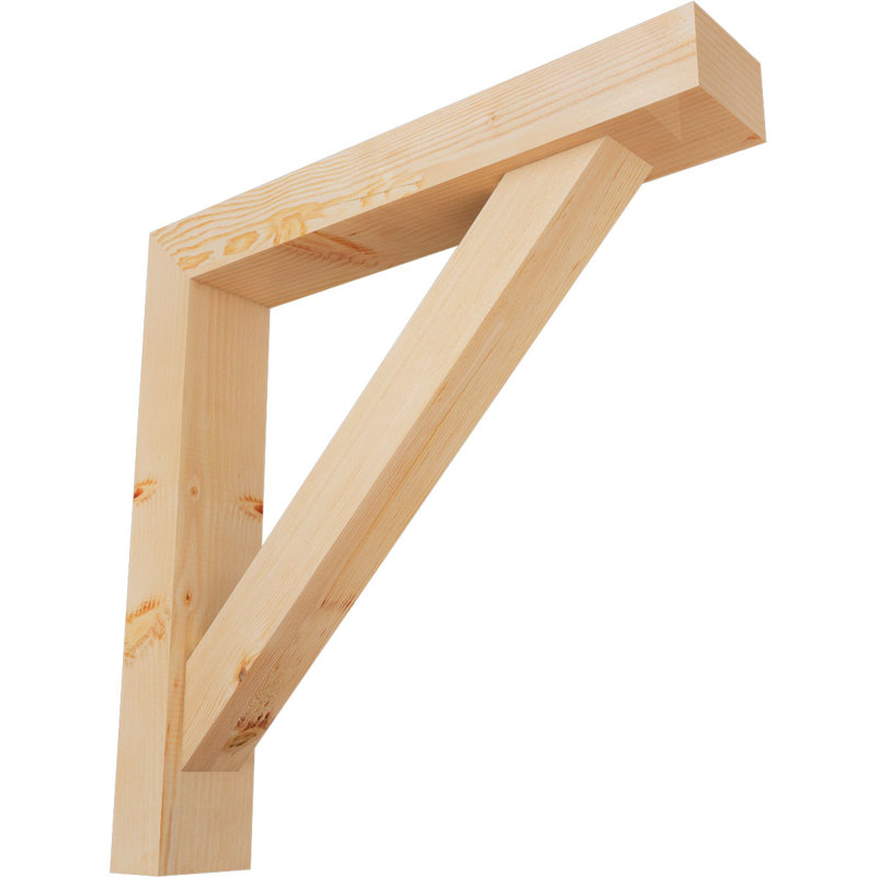Traditional Block Bracket w/ Offset Brace, 32 x 32, 5 1/2"W Douglas Fir (Smooth)