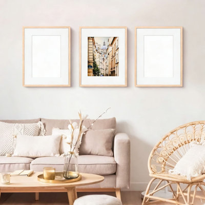 Ensemble de 4 cadres photo en bois noir 11 x 14 avec options de passe-partout pour photos 8 x 10 ou 5 x 7, verre perspex transparent pour affichage mural ou de table en orientation horizontale ou verticale