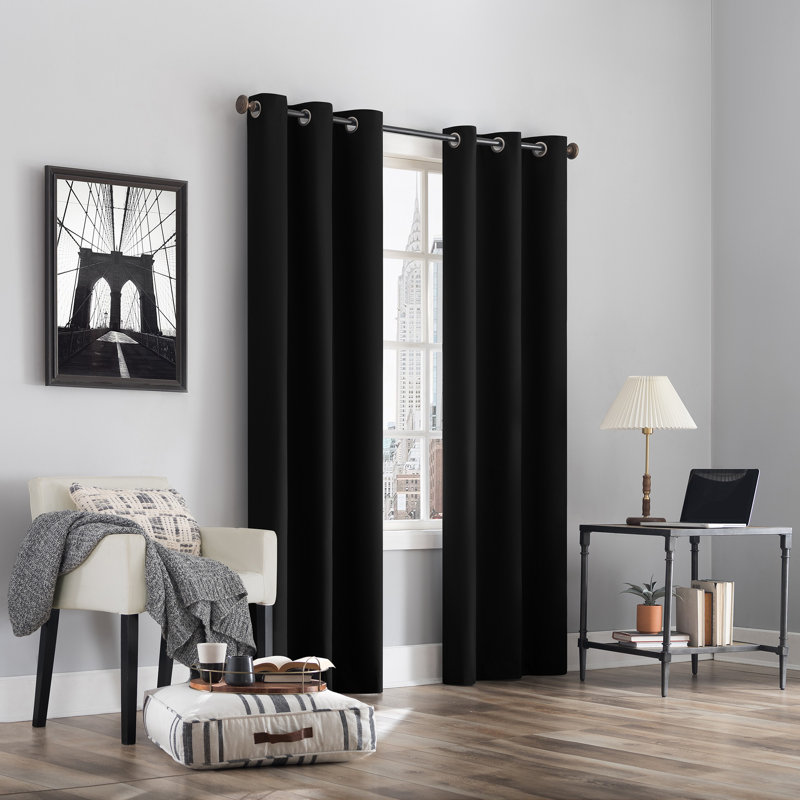 Thermal 100% Blackout Grommet Curtain Panel - Basics by Wayfair™, 40" W x 63" L, Black