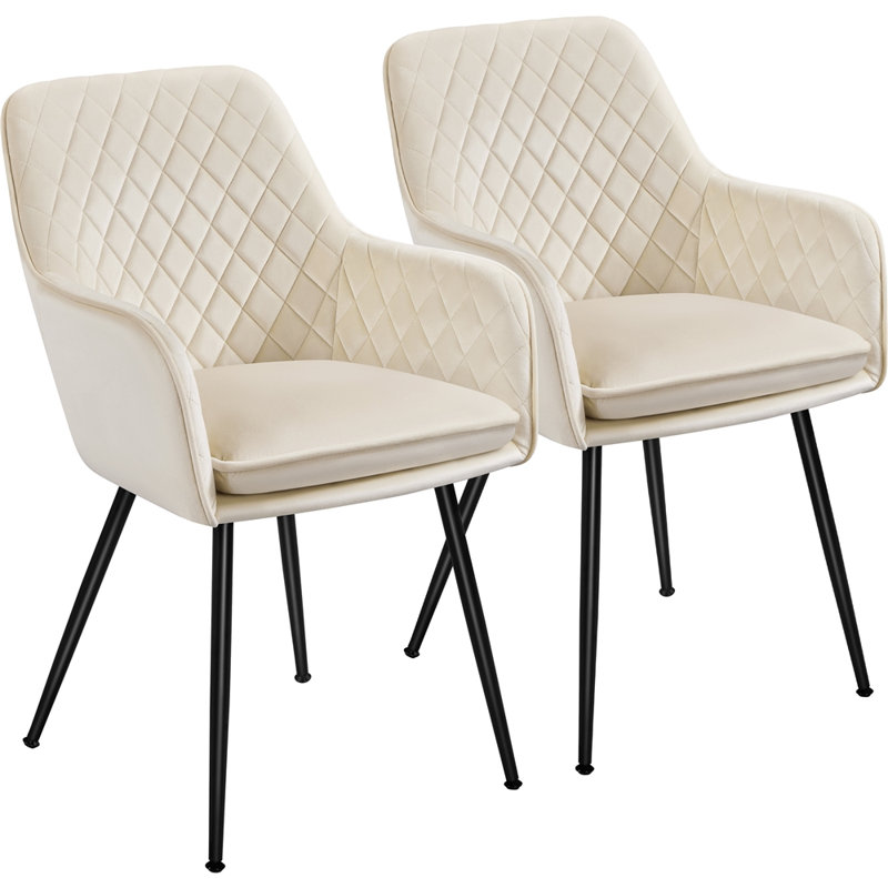 50cm H Tufted Velvet Upholstered Armchairs, Dinning chairs, Beige