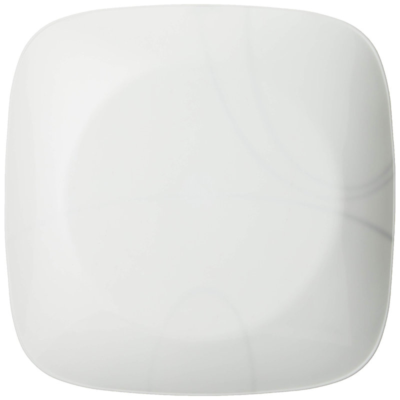 Dinner Plates Set, Triple Layer Glass And Chip Resistant, Lightweight Square 10-1/2-Inch Plates, (Simple Lines/ 6-Piece)