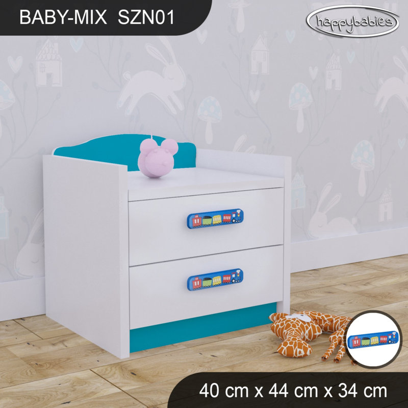 Baby Mix 2 Drawer Nightstand, Blue/White
