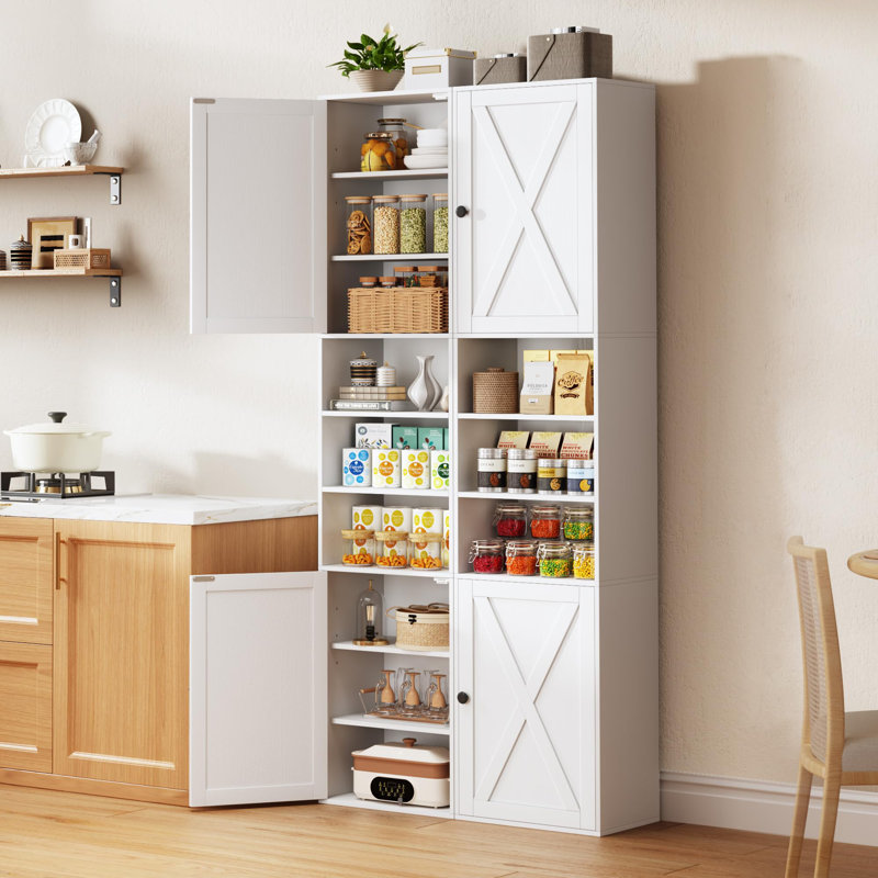 70.8" Tall Bathroom Storage Cabinet With 2 Barn Doors, Narrow Storage Cabinet With Adjustable Shelves