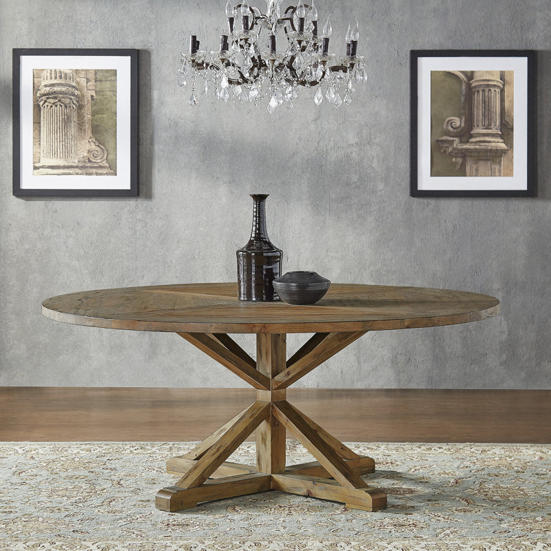 Table de salle à manger à piédestal Ashbaugh, L 72 po x l 72 po, Naturel
