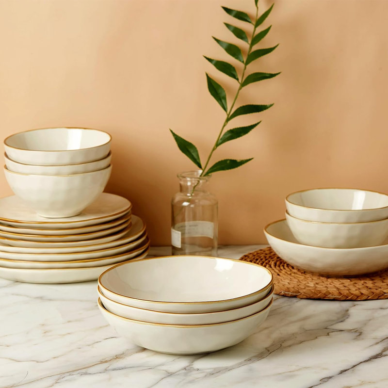 Leny 8.5'' Stoneware Large Pasta Bowl, Vanilla White